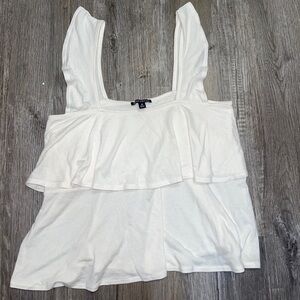 J.Crew Mercantile Flutter Sleeve Layered White Tank Top Size Medium